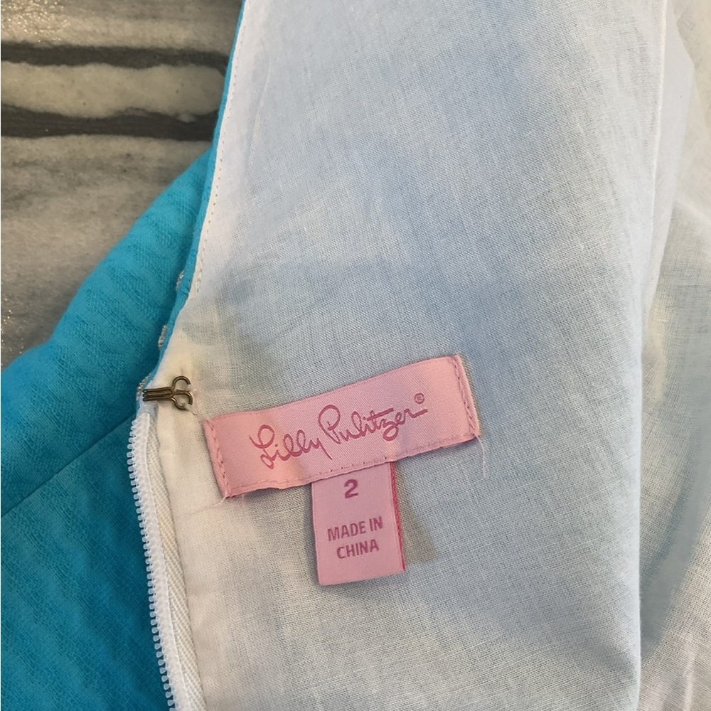 Lilly Pulitzer Turquoise Dress with Gold Accents - Picture 6 of 10